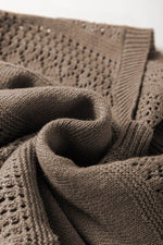 Load image into Gallery viewer, Black Eyelet Pattern Detail V Neck Drop Shoulder Sweater - Fashion Queen