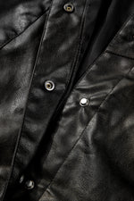 Load image into Gallery viewer, Black Faux Leather Buttoned Front Boxy Jacket