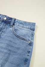 Load image into Gallery viewer, Myosotis Irregular Distressed Bottom Denim Midi Skirt