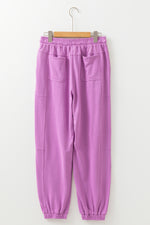 Load image into Gallery viewer, Lilac Drawstring Waist Patchwork Solid Color Jogger Pants