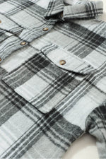 Load image into Gallery viewer, Brown Plaid Flap Pockets Shacket - Fashion Queen