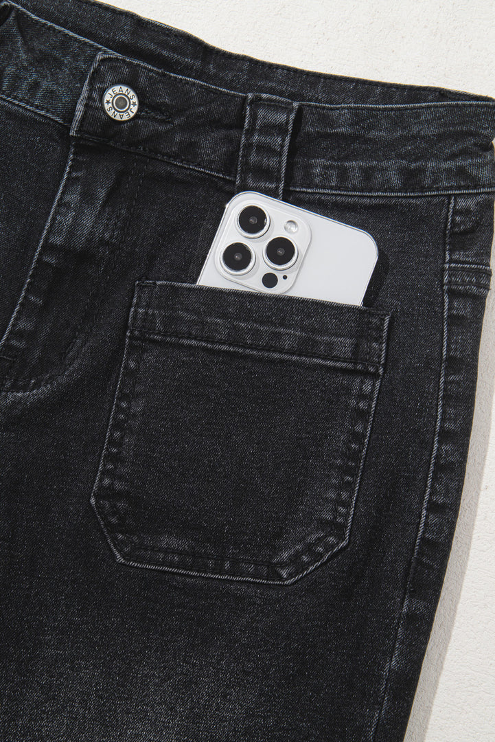 Black Wide Leg Pocketed High Waist Jeans