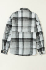 Load image into Gallery viewer, Brown Plaid Flap Pockets Shacket - Fashion Queen