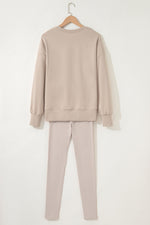 Load image into Gallery viewer, Jet Stream Solid Color Oversize Slit Sweatshirt Ribbed Leggings 2pcs Set