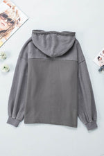 Load image into Gallery viewer, Black Flap Pocket Drawstring Hood Zip Up Jacket - Fashion Queen