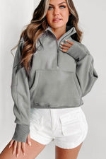 Load image into Gallery viewer, Bonbon Fleece Lined Zip Up Stand Collar Thumbhole Sleeve Sweatshirt - Fashion Queen