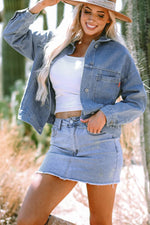 Load image into Gallery viewer, Light Blue Washed Oversize Pocketed Denim Jacket - Fashion Queen