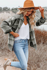 Load image into Gallery viewer, Brown Plaid Flap Pockets Shacket - Fashion Queen