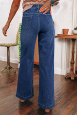 Load image into Gallery viewer, Sail Blue Wide Leg Pocketed High Waist Jeans