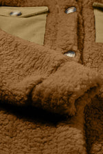 Load image into Gallery viewer, Blue Contrast Flap Pocket Single Breasted Teddy Coat - Fashion Queen