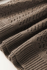 Load image into Gallery viewer, Black Eyelet Pattern Detail V Neck Drop Shoulder Sweater - Fashion Queen