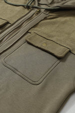 Load image into Gallery viewer, Black Flap Pocket Drawstring Hood Zip Up Jacket - Fashion Queen