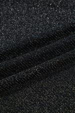 Load image into Gallery viewer, Black Metallic Glitter Mesh Long Sleeve Top - Fashion Queen -  10