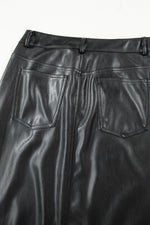 Load image into Gallery viewer, Black Faux Leather Side Slit Maxi Skirt