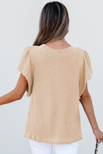 Load image into Gallery viewer, Sleet Solid Color Textured Flutter Sleeve Top