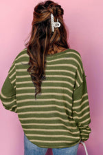 Load image into Gallery viewer, Sky Blue Stripe Drop Shoulder Casual Sweater - Fashion Queen