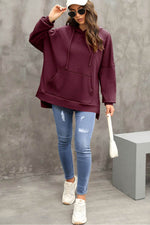 Load image into Gallery viewer, Gray Waffle Knit Fleece Lined High Low Oversized Hoodie - Fashion Queen