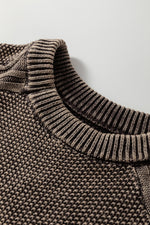 Load image into Gallery viewer, Dark Brown Contrast Cable Knit Sleeve Casual Sweater