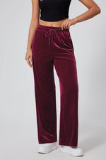 Load image into Gallery viewer, Black Solid Drawstring Waist Wide Leg Pants - Fashion Queen