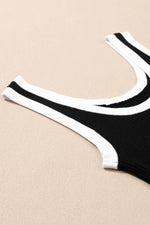 Load image into Gallery viewer, Fiery Red Colorblock Edge Ribbed Knit U Neck Tank Top - Fashion Queen