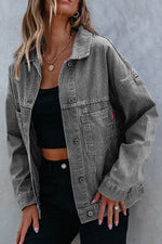 Load image into Gallery viewer, Light Blue Washed Oversize Pocketed Denim Jacket - Fashion Queen