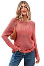 Load image into Gallery viewer, Coral Crochet Hollow-out Jumper Top Sweater