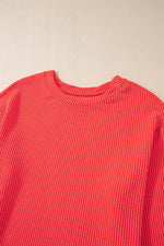 Load image into Gallery viewer, Carbon Grey Corded Knit Long Sleeve Top and High Waist Shorts Set - Fashion Queen