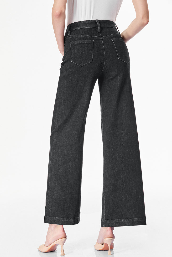 Dark Blue Plain Seam Detail Flared Bottom Ankle Length Jeans