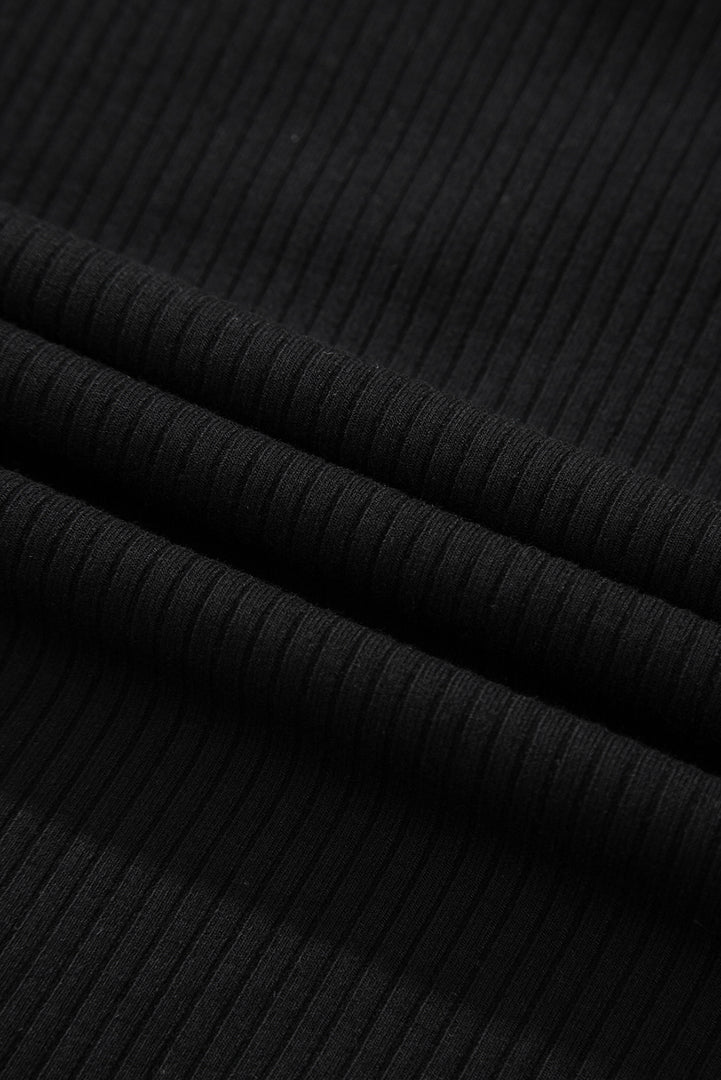 Black Sexy V Neck Ribbed Knit Sleeveless Top