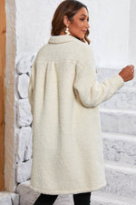 Load image into Gallery viewer, Blue Contrast Flap Pocket Single Breasted Teddy Coat - Fashion Queen