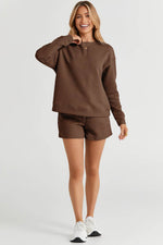 Load image into Gallery viewer, Black Textured Long Sleeve Top and Drawstring Shorts Set - Fashion Queen