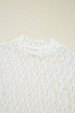 Load image into Gallery viewer, White Sheer Lace Bell Sleeve Mock Neck Blouse - Fashion Queen - 6