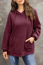 Load image into Gallery viewer, Gray Waffle Knit Fleece Lined High Low Oversized Hoodie - Fashion Queen