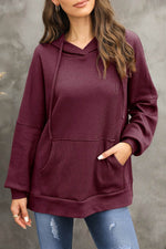 Load image into Gallery viewer, Gray Waffle Knit Fleece Lined High Low Oversized Hoodie - Fashion Queen
