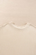 Load image into Gallery viewer, Carbon Grey Corded Knit Long Sleeve Top and High Waist Shorts Set - Fashion Queen