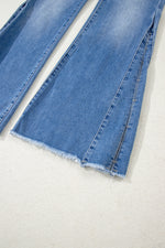 Load image into Gallery viewer, Ashleigh Blue Cut out Side Frayed Hemline Flare Jeans