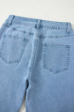 Load image into Gallery viewer, Peach Blossom Acid Washed High Rise Cropped Wide Leg Jeans