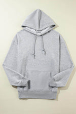 Load image into Gallery viewer, White Fleece Lined Kangaroo Pocket Drawstring Chunky Hoodie - Fashion Queen