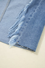 Load image into Gallery viewer, Myosotis Irregular Distressed Bottom Denim Midi Skirt