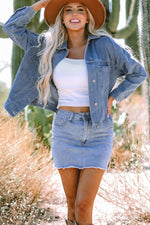Load image into Gallery viewer, Light Blue Washed Oversize Pocketed Denim Jacket - Fashion Queen
