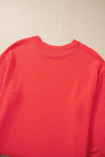 Load image into Gallery viewer, Carbon Grey Corded Knit Long Sleeve Top and High Waist Shorts Set - Fashion Queen