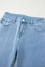 Load image into Gallery viewer, Peach Blossom Acid Washed High Rise Cropped Wide Leg Jeans