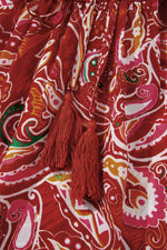 Load image into Gallery viewer, Multicolour Ethnic Paisley Print Tassel Tie Puff Sleeve Boho Blouse - Fashion Queen - 14