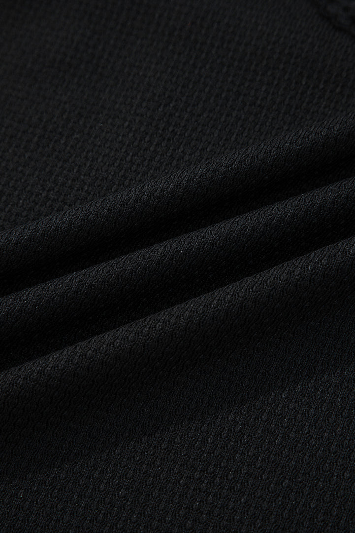 Black Lace Patchwork Flounce Sleeve Slim Fit Top