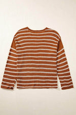 Load image into Gallery viewer, Sky Blue Stripe Drop Shoulder Casual Sweater - Fashion Queen