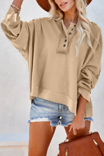 Load image into Gallery viewer, Sky Blue Casual Button Solid Patchwork Trim Hoodie - Fashion Queen