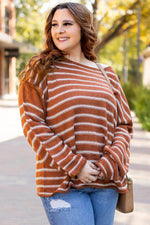 Load image into Gallery viewer, Sky Blue Stripe Drop Shoulder Casual Sweater - Fashion Queen