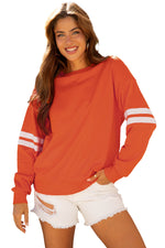 Load image into Gallery viewer, Fiery Red Varsity Striped Detail Drop Shoulder Oversized Sweatshirt