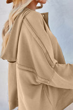 Load image into Gallery viewer, Sky Blue Casual Button Solid Patchwork Trim Hoodie - Fashion Queen