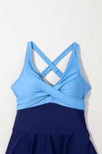 Load image into Gallery viewer, Rose Red Crisscross Straps Tie Back Flared One Piece Swimsuit - Fashion Queen